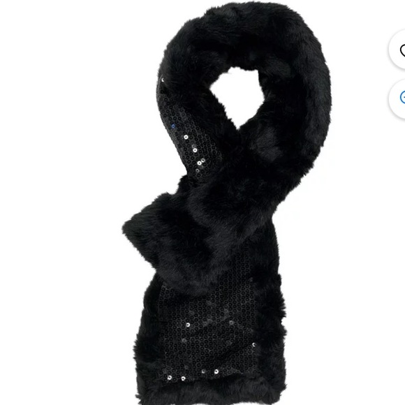Candies woman’s black pull through sparking sequins & faux fur scarf 🧣 - Picture 12 of 12